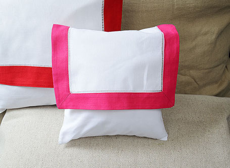 Mini Hemstitch Baby Envelope Pillows 8x8" Raspberry Sorbet color
